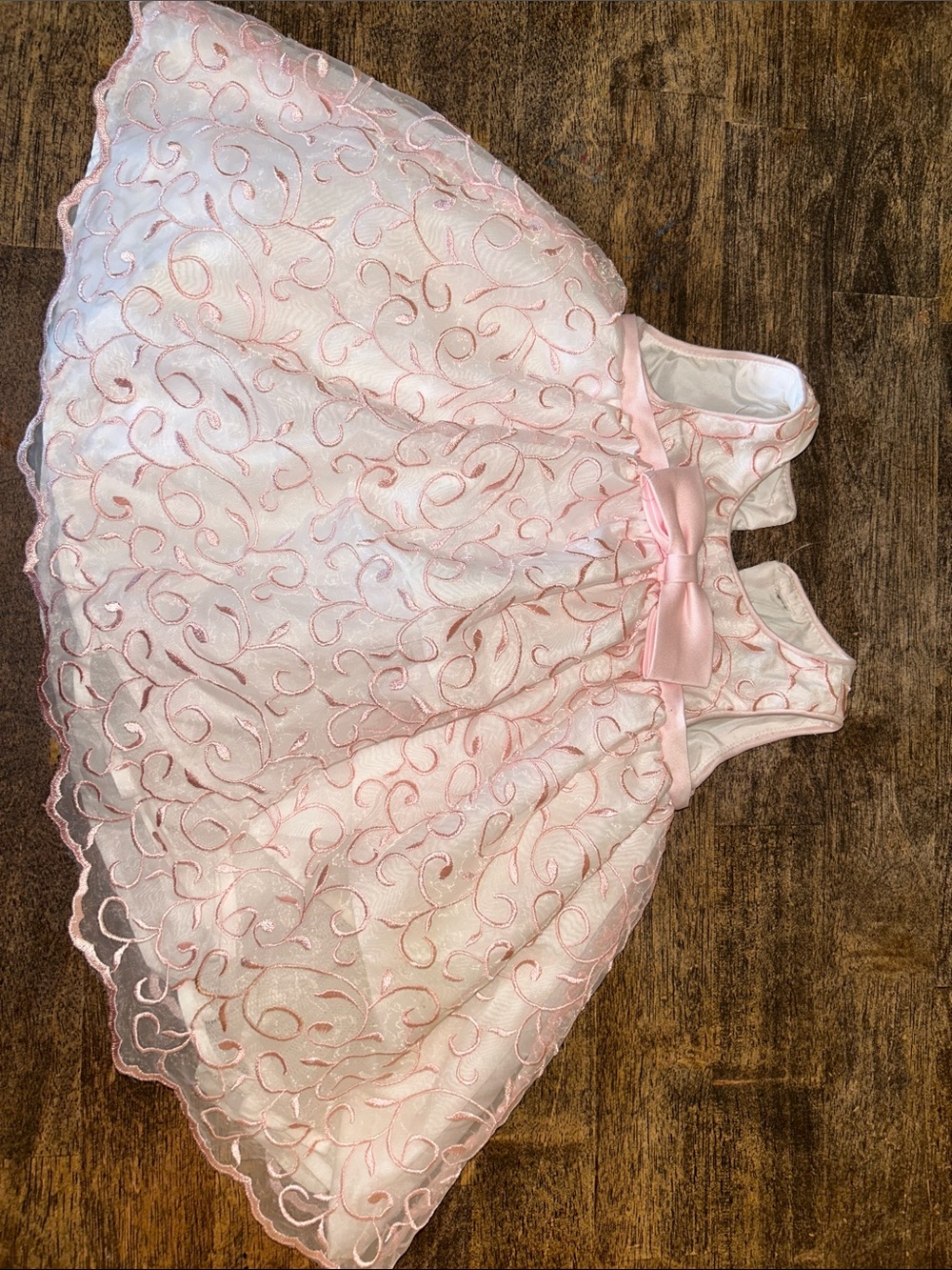 marmellata Pink and White Girls' Formal Bow Dress